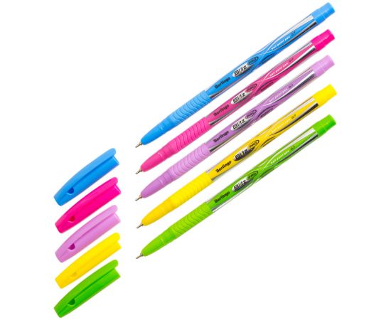 Ручка шариковая Berlingo "Blitz Pro", синяя, 0,7мм, корпус ассорти