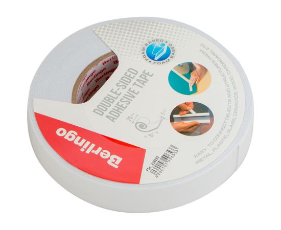 Скотч 25мм*8м, 2-х сторонний Berlingo на вспененной основе, 1мм