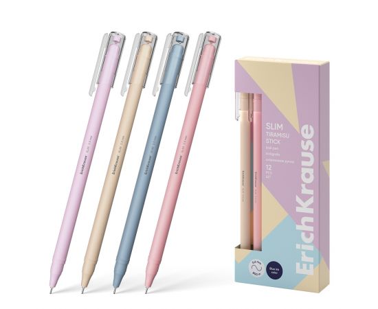 Ручка шариковая синяя 0,7 мм ErichKrause Slim Stick Tiramisu /12/144