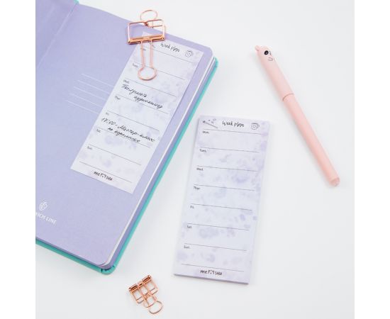 Самоклеящийся блок MESHU "Color splash", 140*60мм, 50л., европодвес, Lilac week plan MS_87750