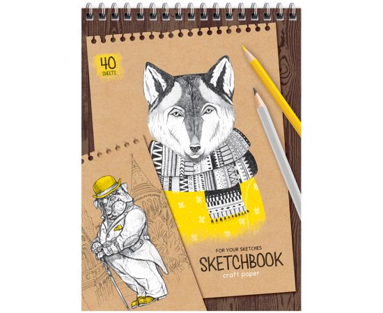 Скетчбук 40л., А5 ArtSpace "Craft style", 80г/м2, на гребне, крафт СкA540грв_38355