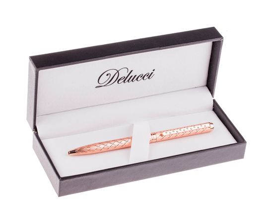 Ручка шариковая DELUCCI синяя, 1,0мм, корпус золотой, поворот., подар. уп.