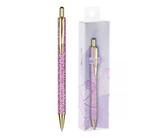 Ручка шариковая автоматическая MESHU "Pink shimmer" синяя, 1,0мм MS_89881