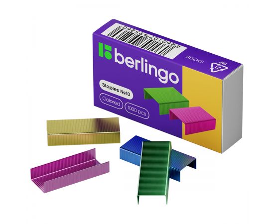 Скобы для степлера №10 Berlingo, цветные, 1000шт. SH705