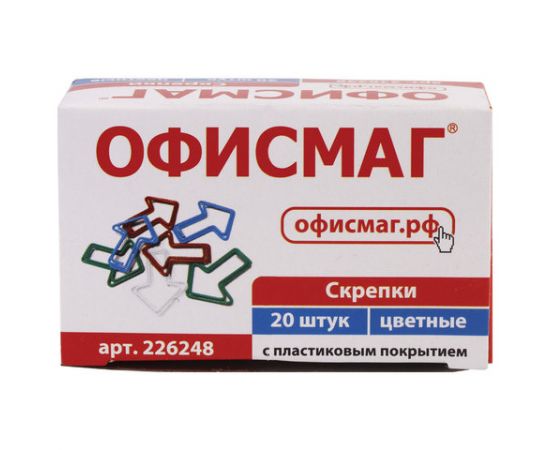 Скрепки  ОФИСМАГ  Стрелка, 20 шт\уп.