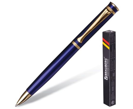 Ручка шариковая Brauberg бизнес-класса"Perfect Blue"синий корпус,золот.детали