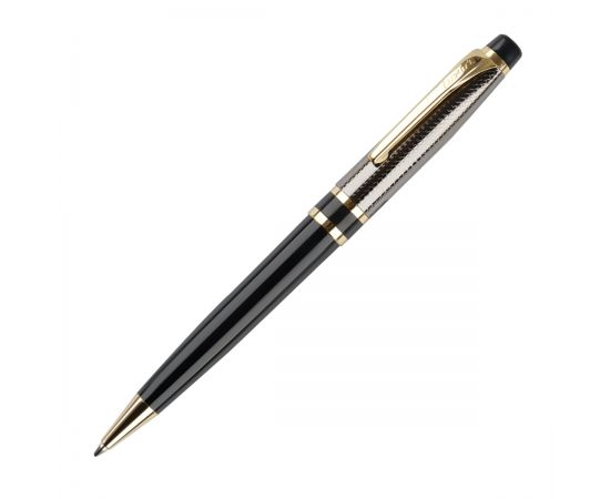 Ручка шариковая Luxor "Futura" синяя, 0,7 мм, корпус черный/золото, поворотный механизм, футляр