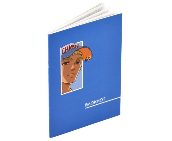 Блокнот 40 л 120х170 мм клетка дизайнерский блок скоба "Аниме голубое"/10/80