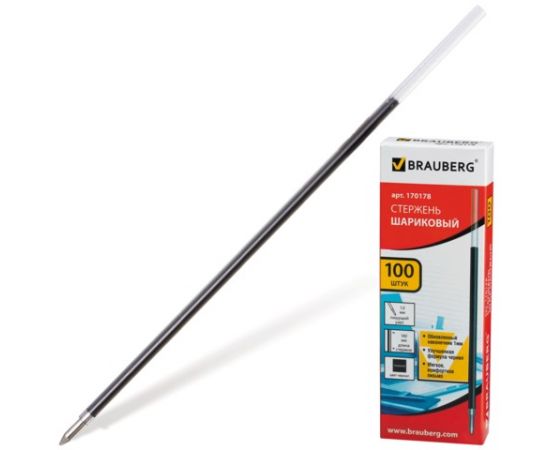 Стержень шариковый Brauberg 140мм.,0,5 черный