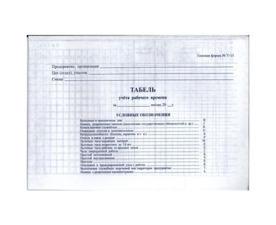 Табель Т-13 (мини) А4