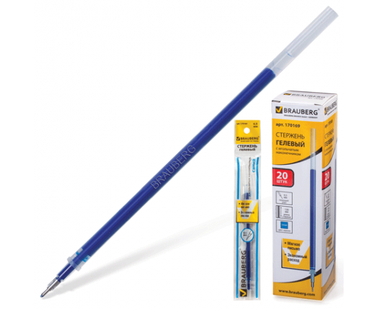 Стержень гелевый BRAUBERG 130мм,игольч.,синий