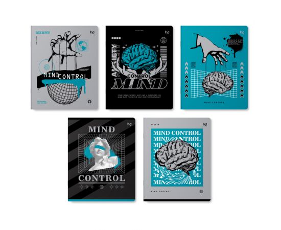 Тетрадь 48 л А5 клетка скоба "Mind control" эконом (ассорти)/5/60
