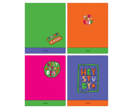 Тетрадь 48 л А5 клетка скоба "Эй, учись!" (ассорти) /4/56