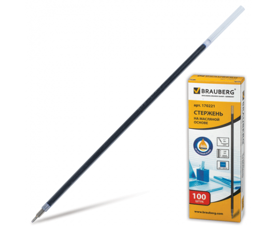 Стержень шариковый Brauberg 140мм,немецкие чернила на масл.основе,0,7мм,игольчат.синий
