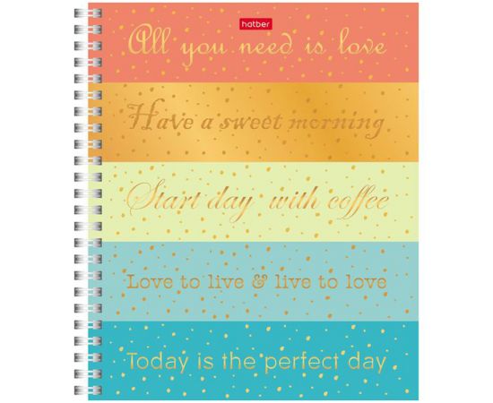 Тетрадь 120л., А5, клетка на гребне Hatber "Be happy", твердая обложка