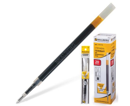 Стержень гелевый BRAUBERG 110мм, для авт.ручек,0,5мм чёрный