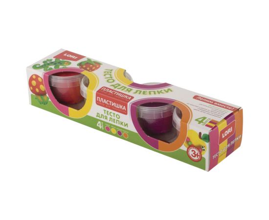 Тесто для лепки "Пластишка",4цв*80гр.,классические цвета,картонная коробка