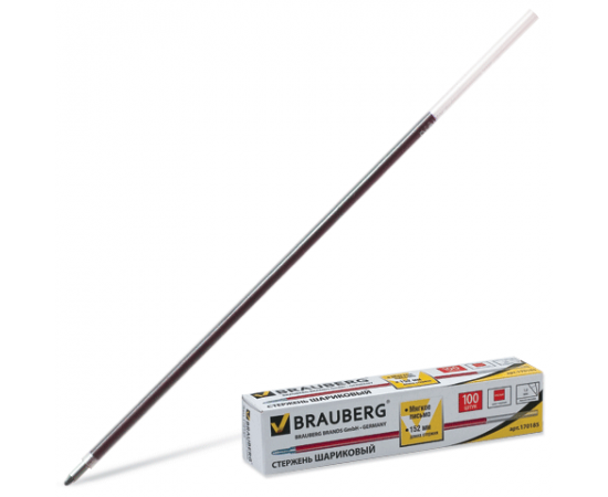 Стержень шариковый Brauberg 152мм.евронак.1мм.красный