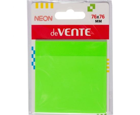 Блок с клеевым краем 76х76 мм пластиковый салатовый неон 50 л deVENTE