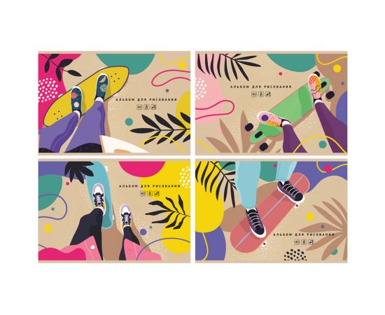 Альбом для рисования 40 л А4 BG "На скейте" скоба