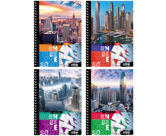 Тетрадь 160л., А4, клетка на гребне BG "Unit Art", глянцевая ламинация, твердая обложка