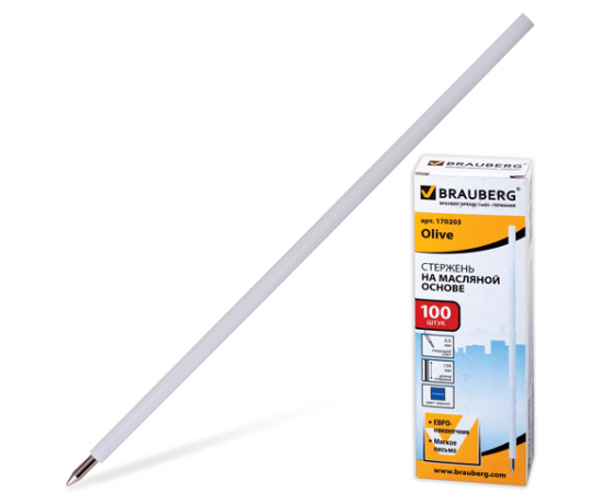 Стержень шариковый Brauberg 139мм,на масл.основе,0,5мм,евро,синий