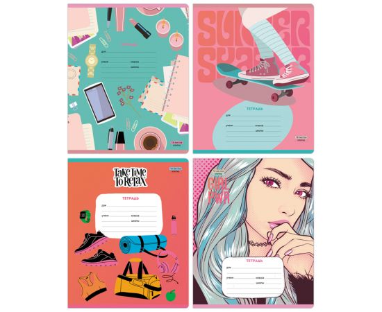 Тетрадь 18л., клетка BG "Девочки рулят", 70г/м2, выборочный лак Т5ск18_вл 11721