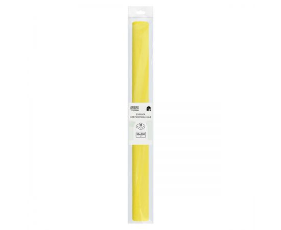 Бумага крепированная ТРИ СОВЫ, 50*250см, 32г/м2, желтая, в рулоне, пакет с европодвесом CR_43949