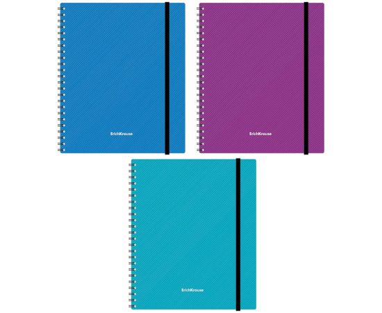 Тетрадь 80л., А5+, клетка на гребне Erich Krause, пластиковая обложка, на резинке