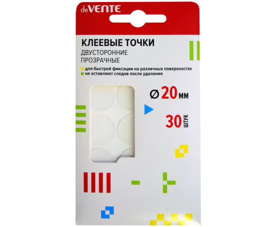 Точки клеевые двусторонние прозрачные d=20 мм, 30 шт