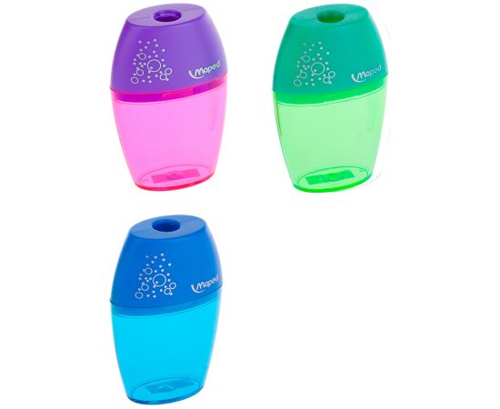 Точилка пластиковая Maped "Shaker", 1 отверстие, контейнер, ассорти 534753