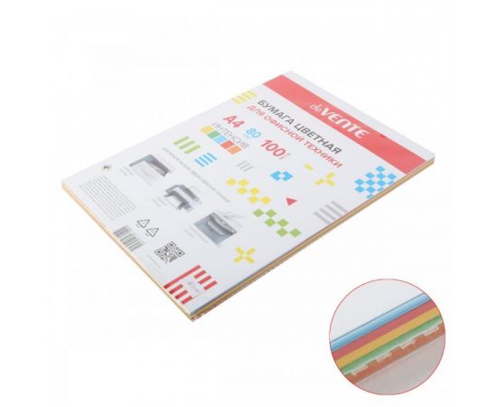 Бумага А4 deVente, 80 г/м2, 100 листов, ассорти интенсив