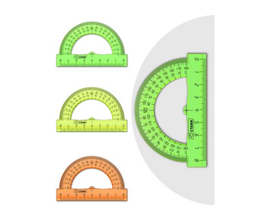 Транспортир 180 град.\8 см прозрачный