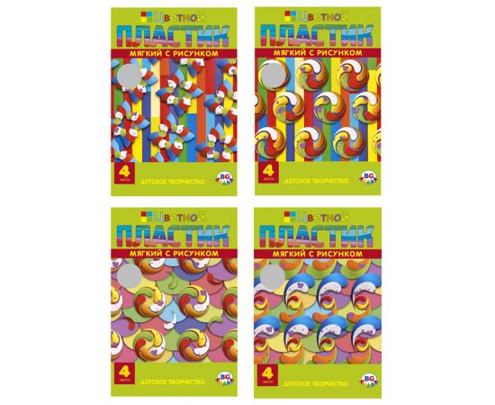 Цветной мягкий пластик с рисунком BG "EVA. Геометрическая фантазия" А4, 4л., 4цв., в папке ЦПлМР4_П4