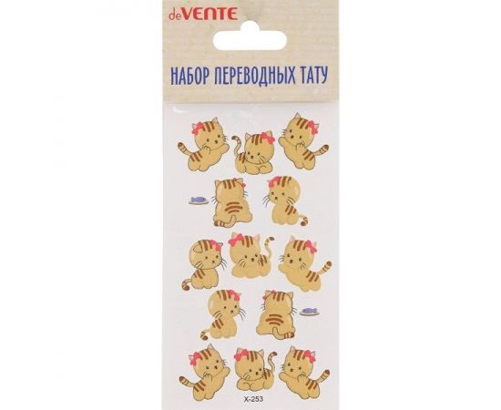 Набор переводных наклеек-тату для тела 6х10,5 см "Kitten with a bow" deVente