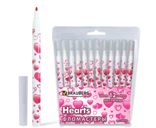 Фломастеры BRAUBERG,ассорти,вент.колпачек12цв.,пластик.упаковка
