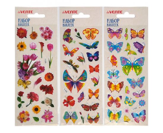 Набор наклеек для творчеcтва 7х17 см объмные многоразовые "Butterflies&Flowers" deVente