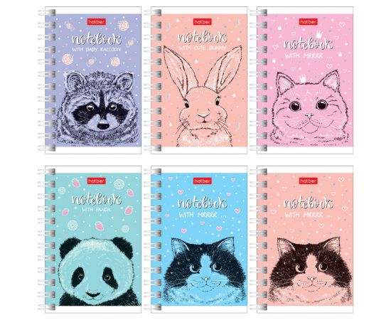 Записная книжка А7 80л., на гребне Hatber "С милыми зверьками" 80ЗК7В1гр