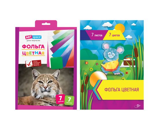 Фольга цветная А4 СПЕЙС,7л,7цв,в папке