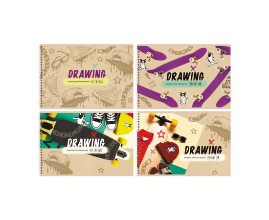 Альбом для рисования 24л., А4, на гребне BG "Drawing"