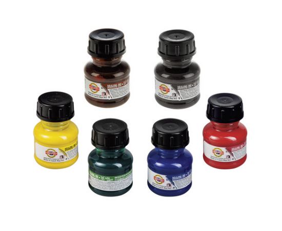 Тушь KOH-I-NOOR, набор 6 шт. х 20 мл, ассорти, картонная коробка