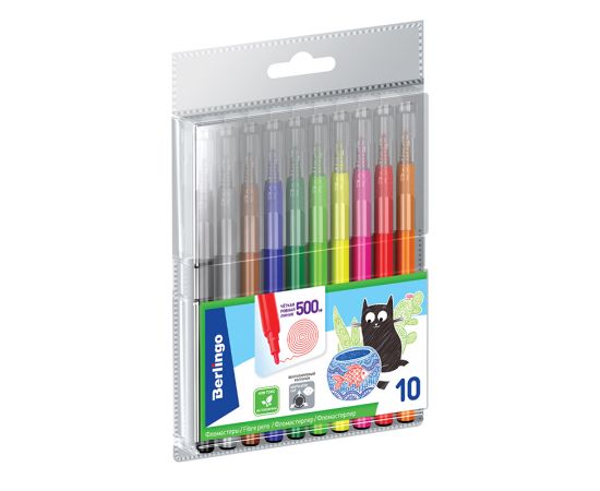 Фломастеры BERLINGO"Жил-был кот",10цв,упаковка блистер
