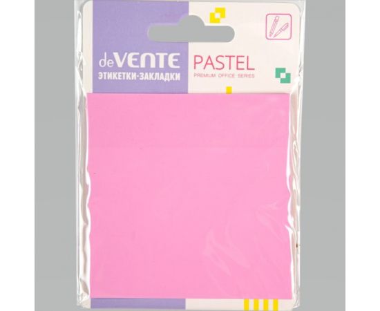 Блок с клеевым краем 76х76 мм пластиковый розовый 50 л deVENTE Pastel