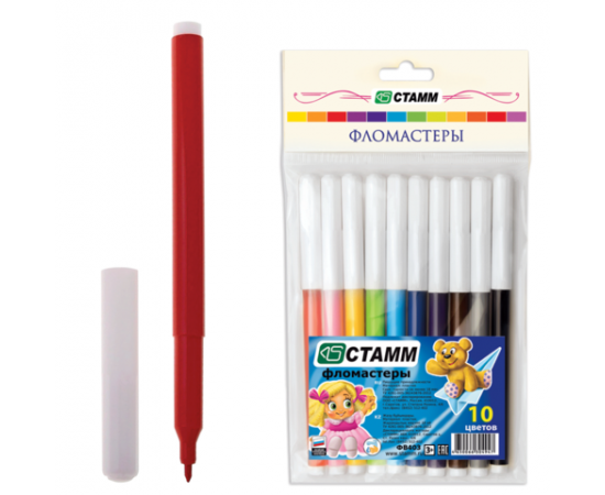 Фломастеры СТАММ"Веселые игрушки",10 цв,вент.колпачок
