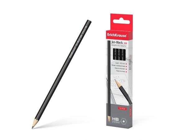 Карандаш простой с ластиком HB ErichKrause Jet Black/42