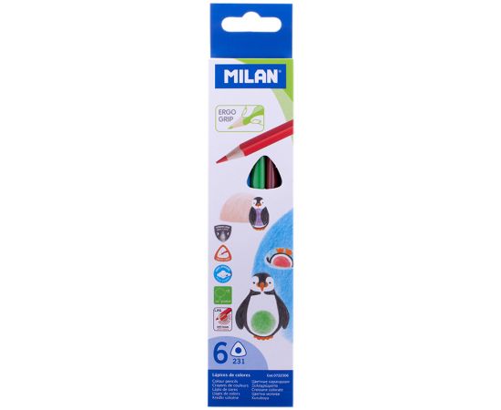 Карандаши 6цв. Milan "231", трехгран., заточен.