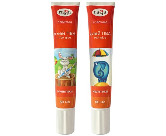 Клей ПВА Гамма "Мультики", в тубе, 50мл 100220211