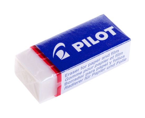 Ластик PILOT, прямоугольная, 45х20х12 мм, белая, виниловая, картонный держатель