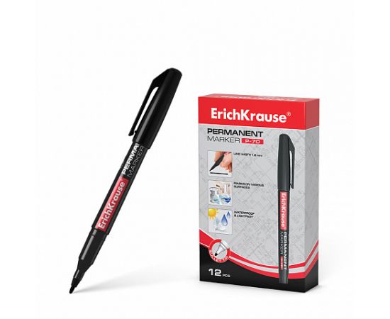 Маркер перманентный круглый черный 1 мм ErichKrause P70/12/144