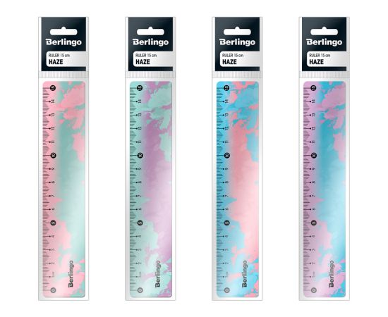 Линейка 15см Berlingo "Haze", пластиковая, ассорти, европодвес PR_00015